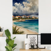 Poster L'aquarelle de Cancun (Bureau à domicile)