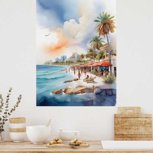 Poster L'aquarelle de Cancun (Cuisine)
