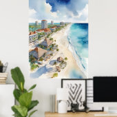 Poster L'aquarelle de Cancun (Bureau à domicile)