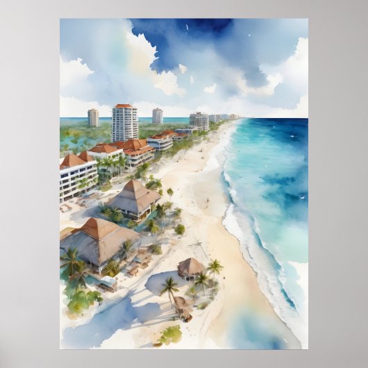 Poster L'aquarelle de Cancun (Devant)