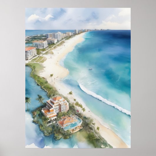 Poster L'aquarelle de Cancun (Devant)