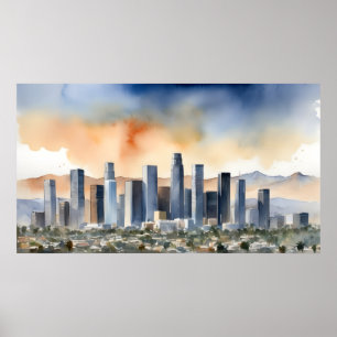 Poster L'aquarelle de Los Angeles