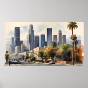 Poster L'aquarelle de Los Angeles