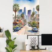 Poster L'aquarelle de Los Angeles (Bureau à domicile)