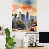 Poster L'aquarelle de Los Angeles (Bureau à domicile)