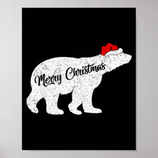 Poster Lar Bear amoureux des animaux Noël Chapeau de Père