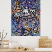 Poster L'Arbre d'Automne - Chats Hiboux Art Féerique (Cuisine)