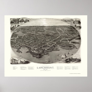 Poster Larchmont, carte panoramique de NY - 1904