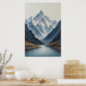Poster Large Abstract Mountains Painting on Canvas 3d Hea (Cuisine)