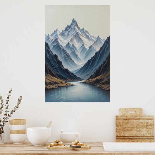 Poster Large Abstract Mountains Painting on Canvas 3d Hea (Cuisine)