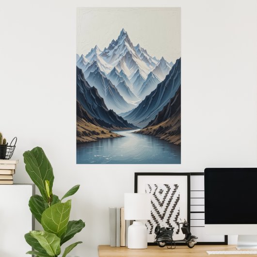 Poster Large Abstract Mountains Painting on Canvas 3d Hea (Bureau à domicile)