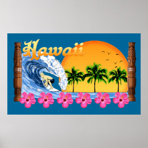Poster Large Hawaiian Surfing
