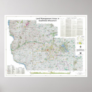Poster Large   Land Mgt Areas In Southwest Wisconsin Map