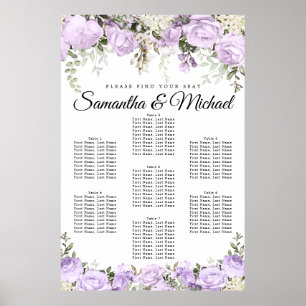 Poster Large Purple Floral 7-Table Wedding 