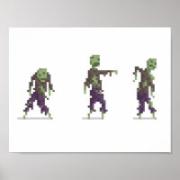 Poster large Zombie 8 bits Pixel Art