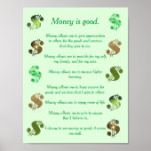 Poster L'argent est bon, déclarations positives signes do (Devant)