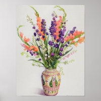Larkspur et Gladioli dans un Vase marocain