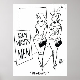 Poster L'armée veut des hommes, drôle vintage