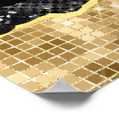 Poster Larmes à Glam Noir et Or Accueil Anniversaire (Coin)