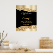 Poster Larmes à Glam Or et Noir Accueil d'anniversaire (Cuisine)