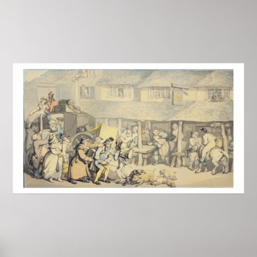 Poster L'arrivée de l'entraîneur de stade au Sun Inn, Bod (Devant)