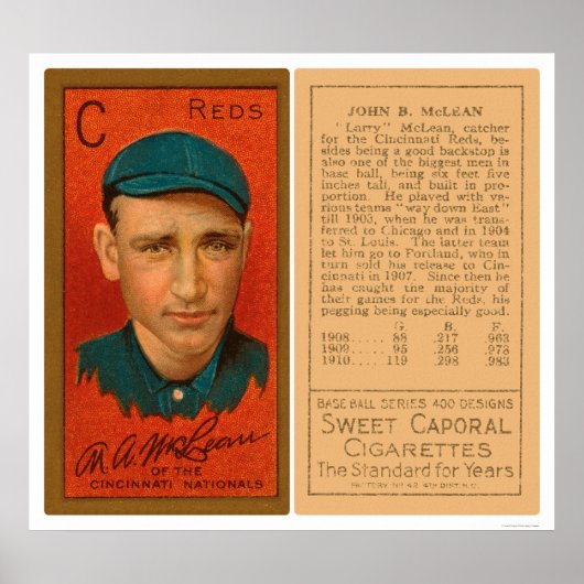Poster Larry McLean Reds Baseball 1911 (Devant)