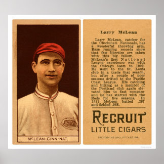 Poster Larry McLean Reds Baseball 1912