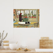 Poster Larsson - Fleurs sur un rebord (Cuisine)