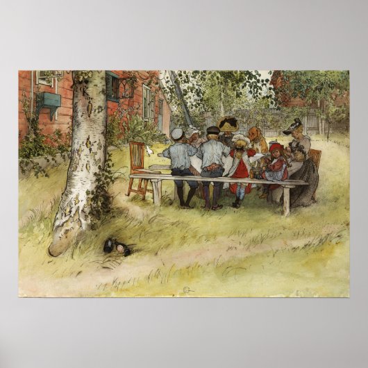 Poster Larsson - Petit déjeuner sous le grand bouleau (Devant)