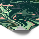 Poster L'art Abstrait à la flamme dans les tons verts (Coin)