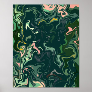 Poster L'art Abstrait à la flamme dans les tons verts
