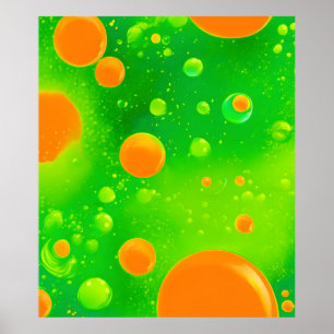 Poster L'art Abstrait de la bulle orange et verte