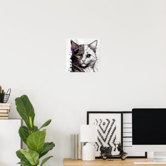 Poster L'art Abstrait d'un chat (Bureau à domicile)