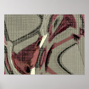 Poster L'art Abstrait gris et rouge