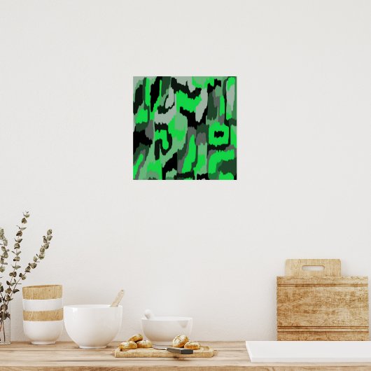 Poster L'art Abstrait vert et noir (Cuisine)