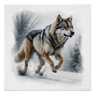 Poster L'art animal du loup gris