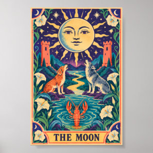 Poster L'art de la carte de tarot de la Lune Occultisme r