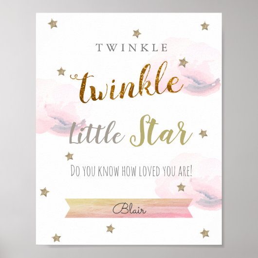 Poster L'art de la nurserie rose Twinkle Twinkle Little S (Devant)