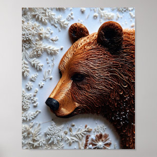 Poster L'art de la quilling sur le thème de l'ours grizzl