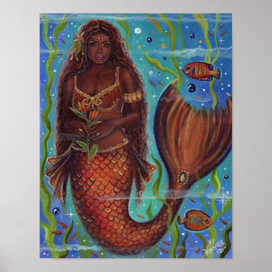 Poster L'art de la sirène tropicale "Claudina" par Renee (Devant)