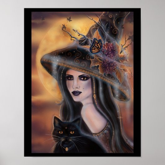 Poster L'art de la sorcière d'Halloween et du chat noir R (Devant)