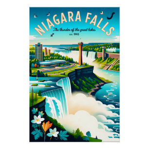 Poster L'art de l'affiche de voyage rétro des chutes du N