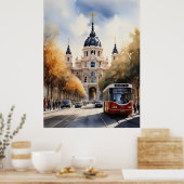 Poster L'art de l'aquarelle à Madrid (Cuisine)