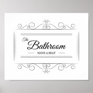 Poster L'art de salle de bain avec un siège drôle