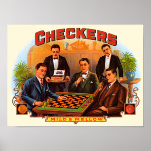Poster L'art des étiquettes de cigares vintage, Checkers