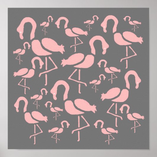 Poster L'art des oiseaux de Flamant rose rose amusant (Devant)