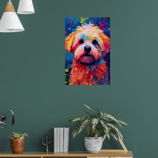 Poster L'art du chien maltais coloré (Salon 1)