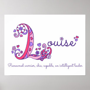 Poster L'art du cœur du doodle initial L de Louise signif