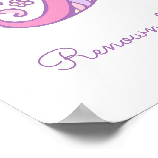 Poster L'art du nom de cœur de gribouillis initial L de L (Coin)