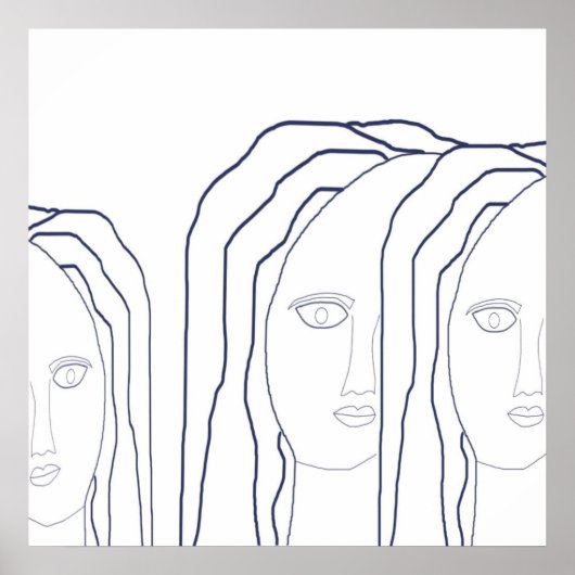 Poster l'art facial abstrait des femmes (Devant)